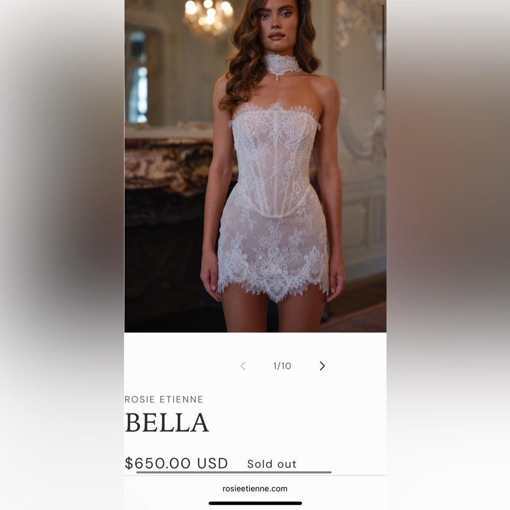 Lace Strapless Mini Dress with High Neck Detail - Ivory